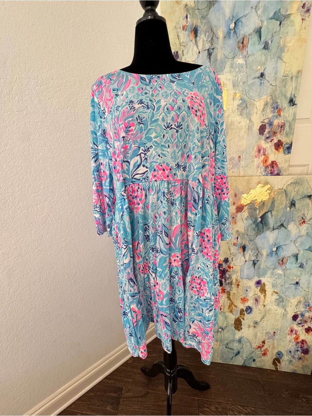 Lilly Pulitzer Sz XXL Geanna Swing Dress Zanzibar Blue Party Princess
